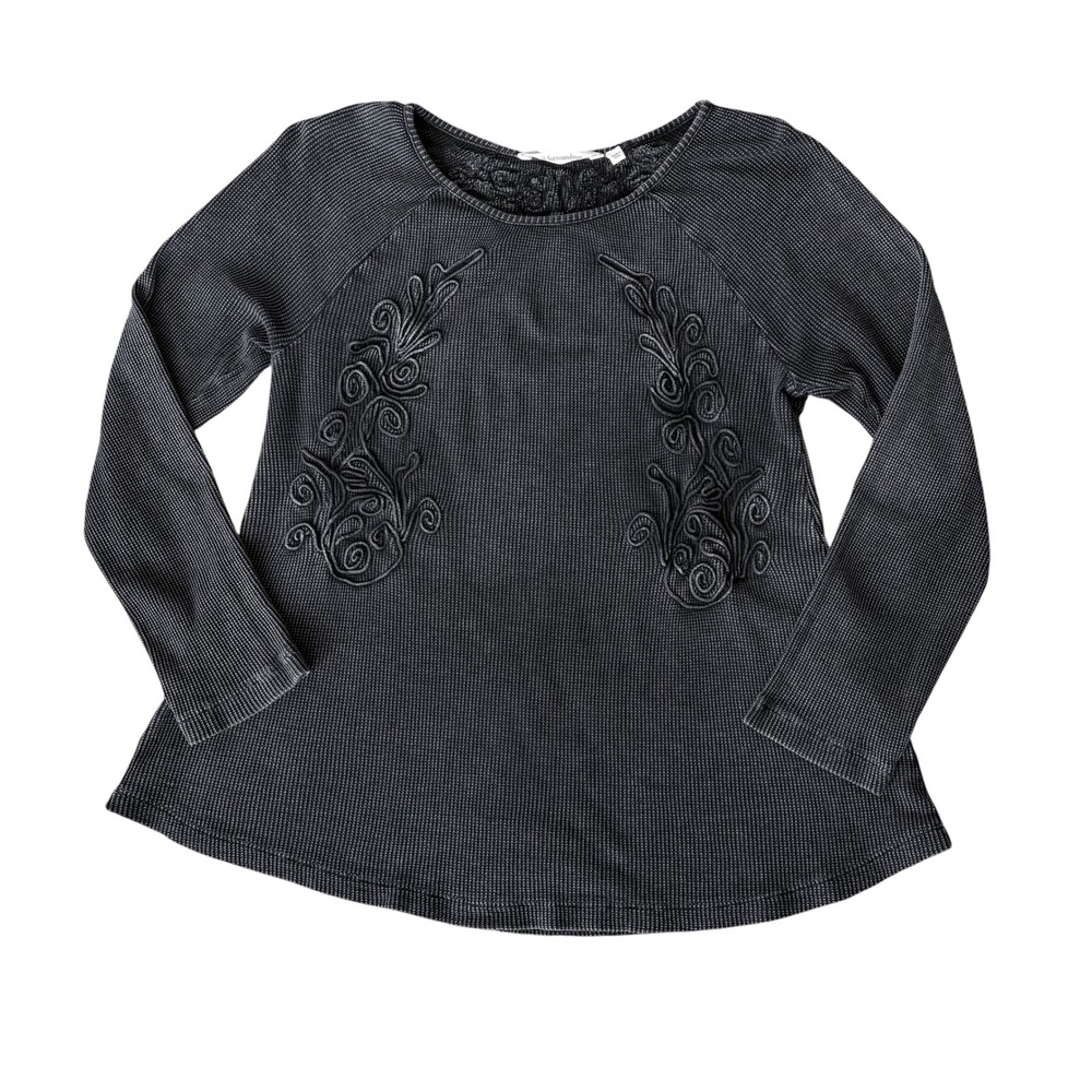 Soft Surroundings Gray Waffle Knit Cotton Thermal Top PS Whimsigoth Grunge